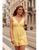 Lovely dress with an envelope neckline, yellow PR3196 - Online store - Boutique